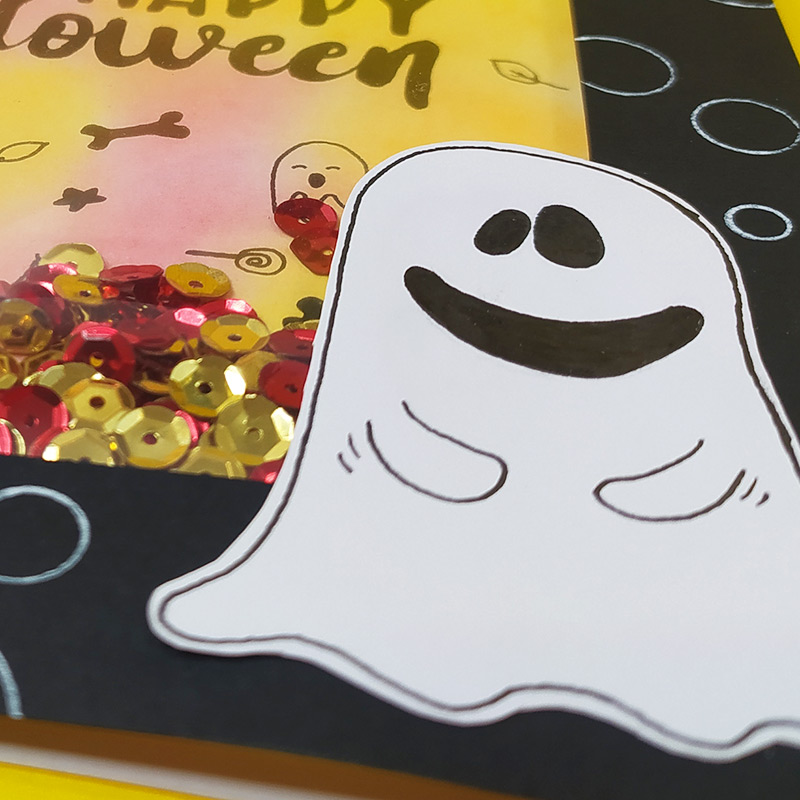 Ghost Drawing in Halloween Card