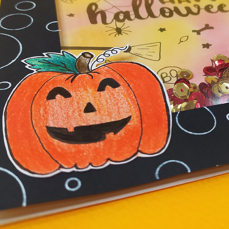 Pumpkin Drawing in Halloween Card