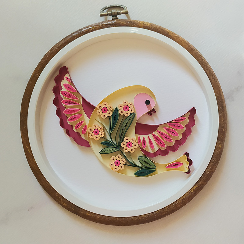 Cute Bird Paper Craft Decorated with Flowers
