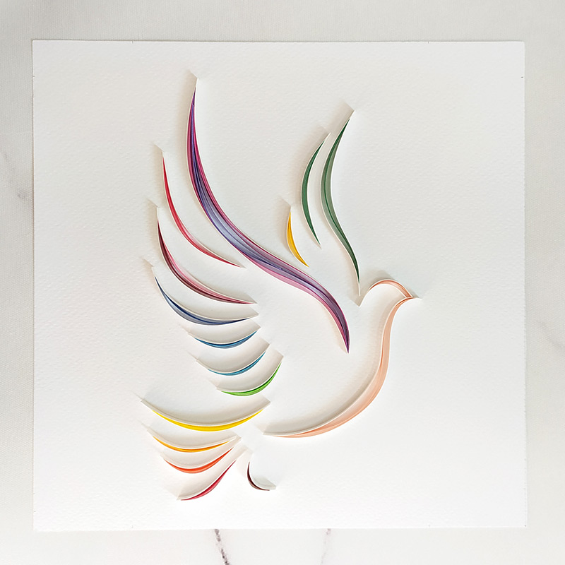 Linear Colorful Dove Paper Quilling