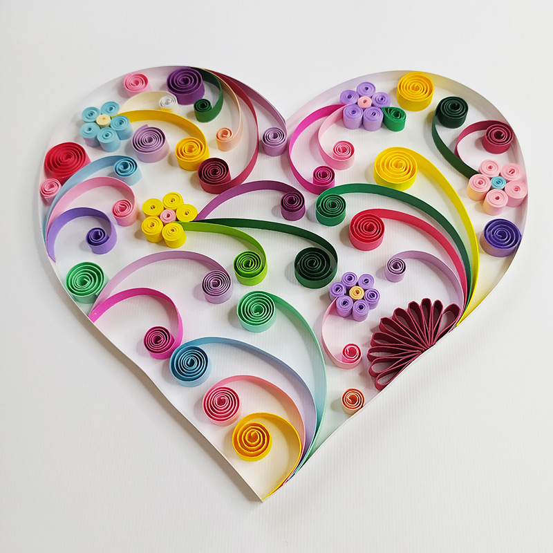 Paper Flowers and Swirls in Heart