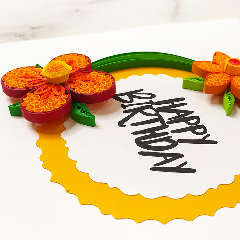 Paper Happy Birthday Card with Orange Color Theme