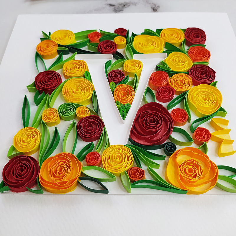 Paper Quilling and Water Color Letter V from Love