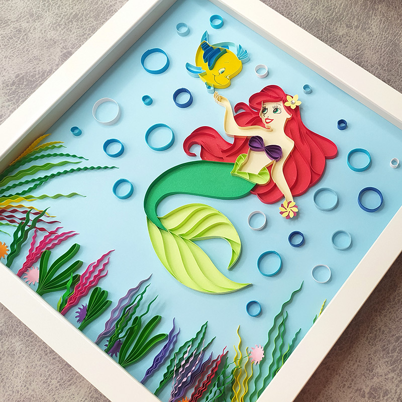Paper Quilling Ariel Mermaid Frame Design
