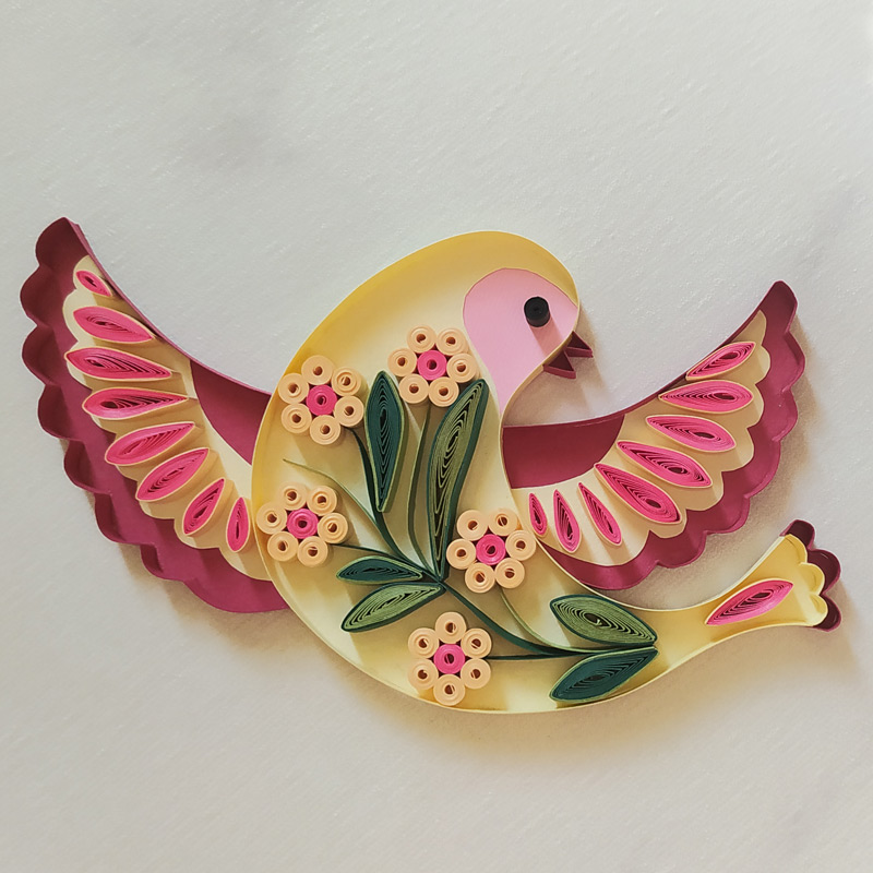 Paper Quilling Bird and Flowers Design