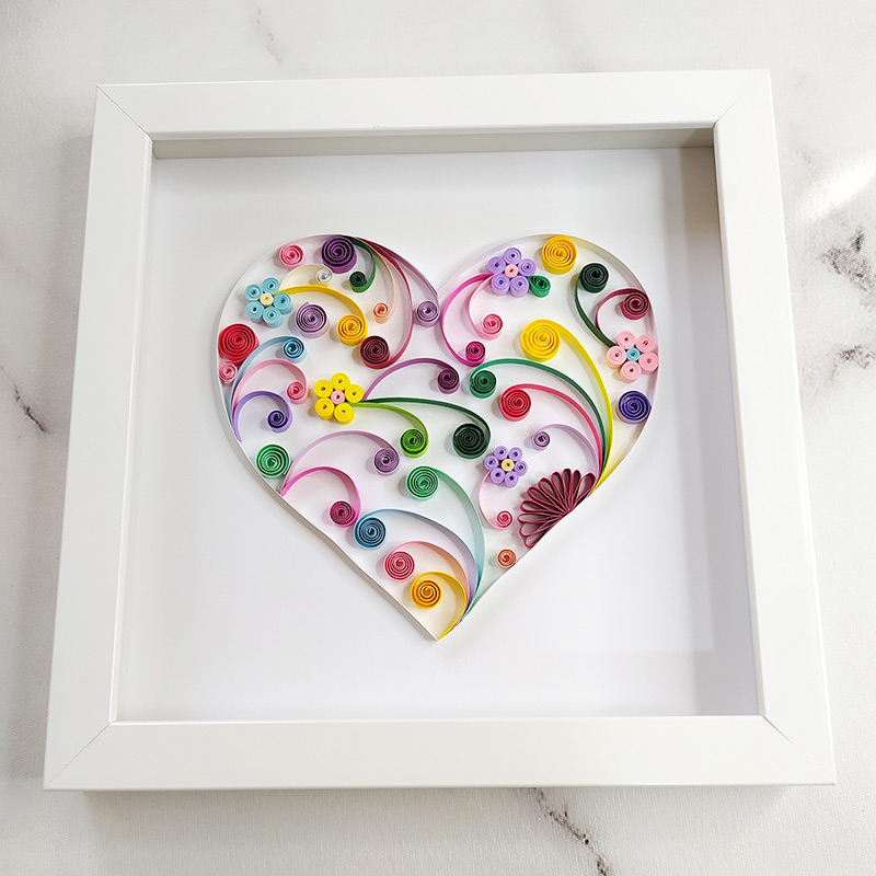 Paper Quilling Heart with Colorful Shapes