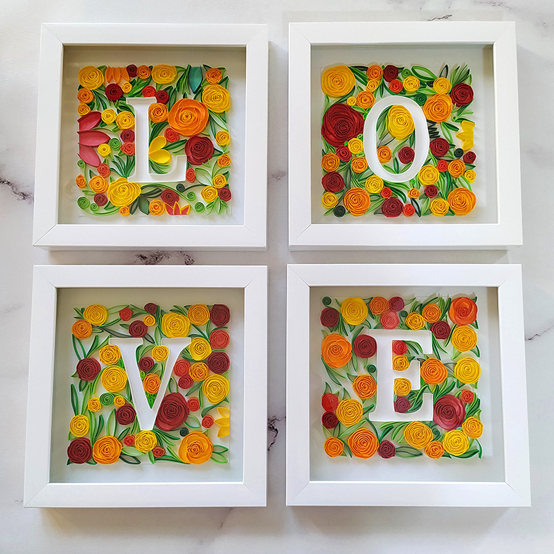 Paper Quilling Love Letters 4 Frames