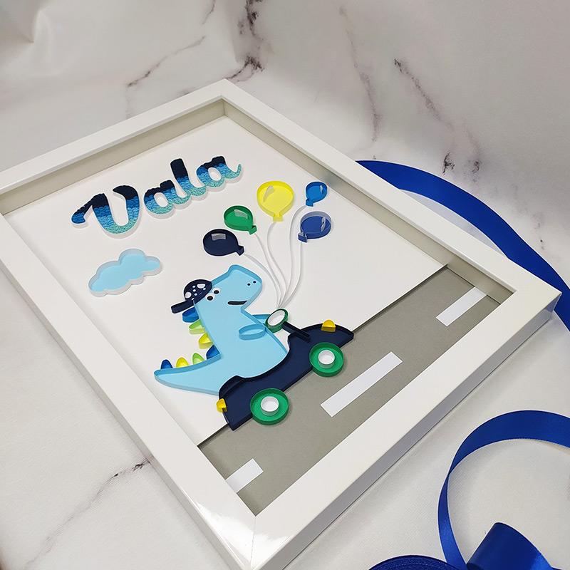 Kids Frame with Name and Paper Dinosaur