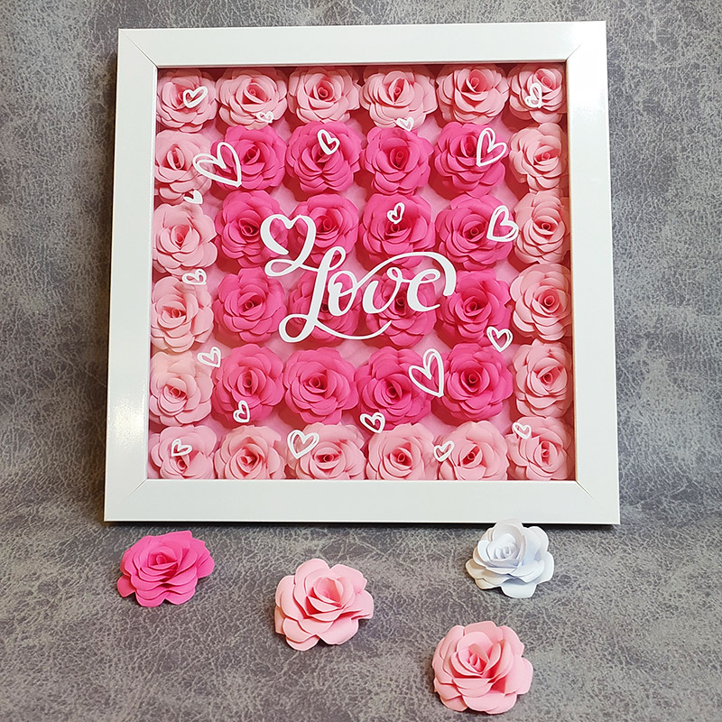 Paper Rose Flowers Decorative Frame