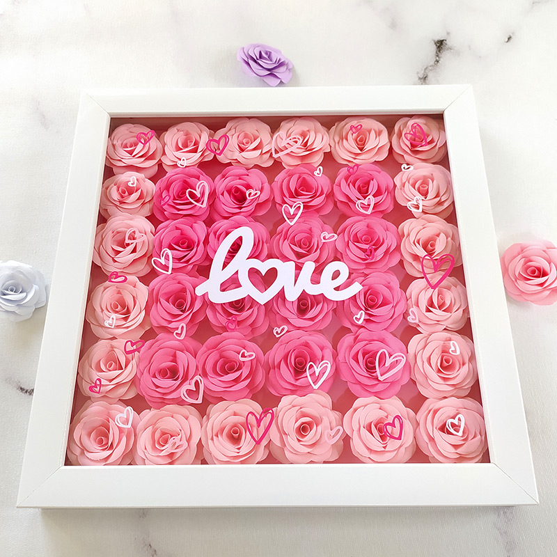 Paper Roses with Love Decorative Frame