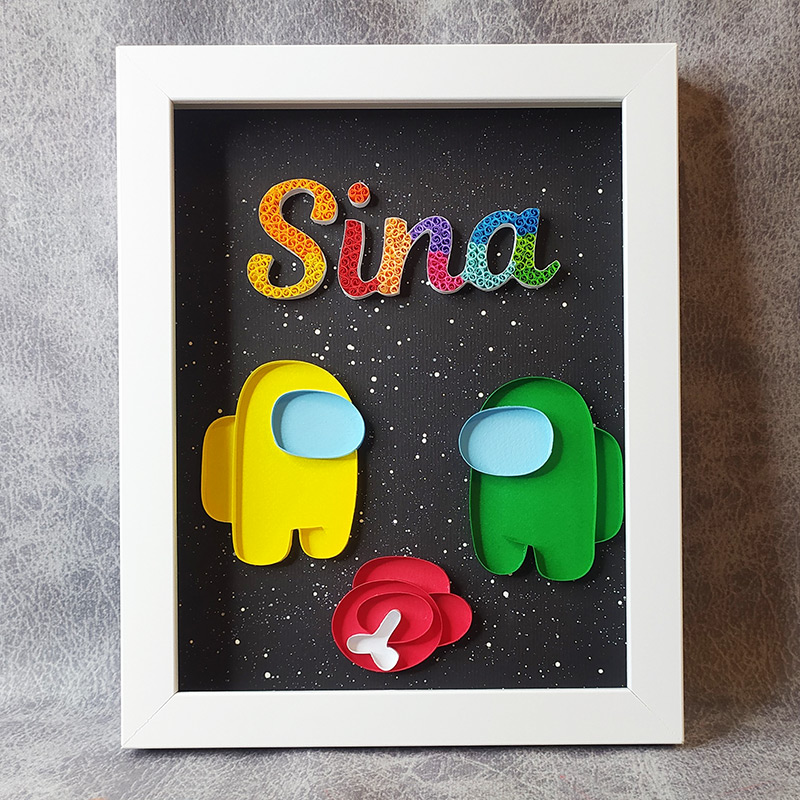 Quilling Typography with Among Us Characters