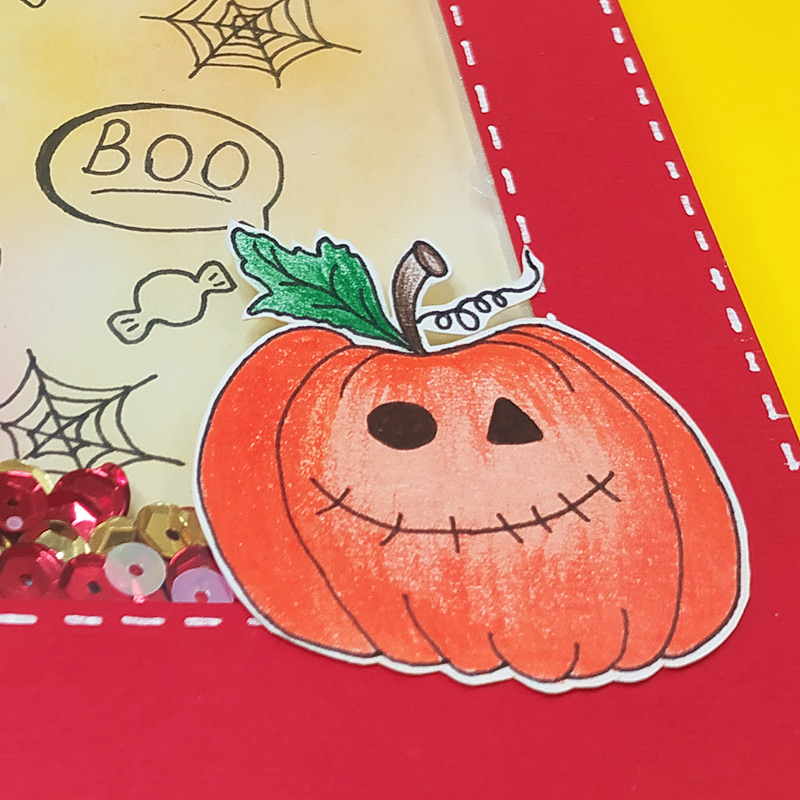 Halloween Shaker Card - Pumpkin Drawing