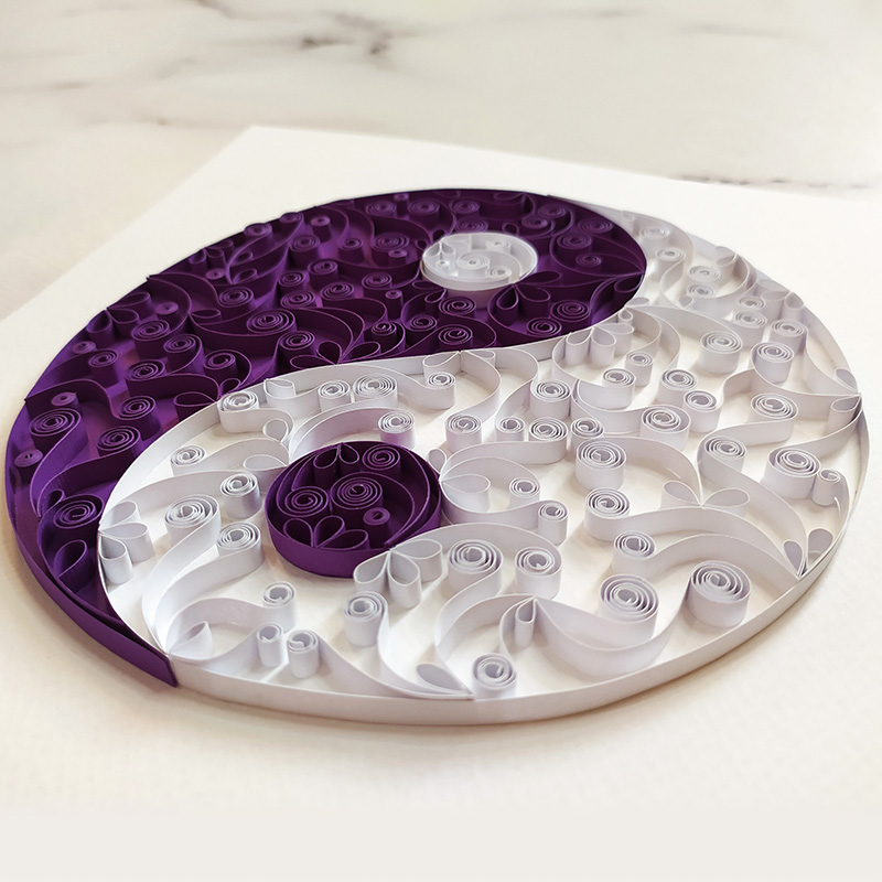 White and Purple Yin and Yang Paper Craft